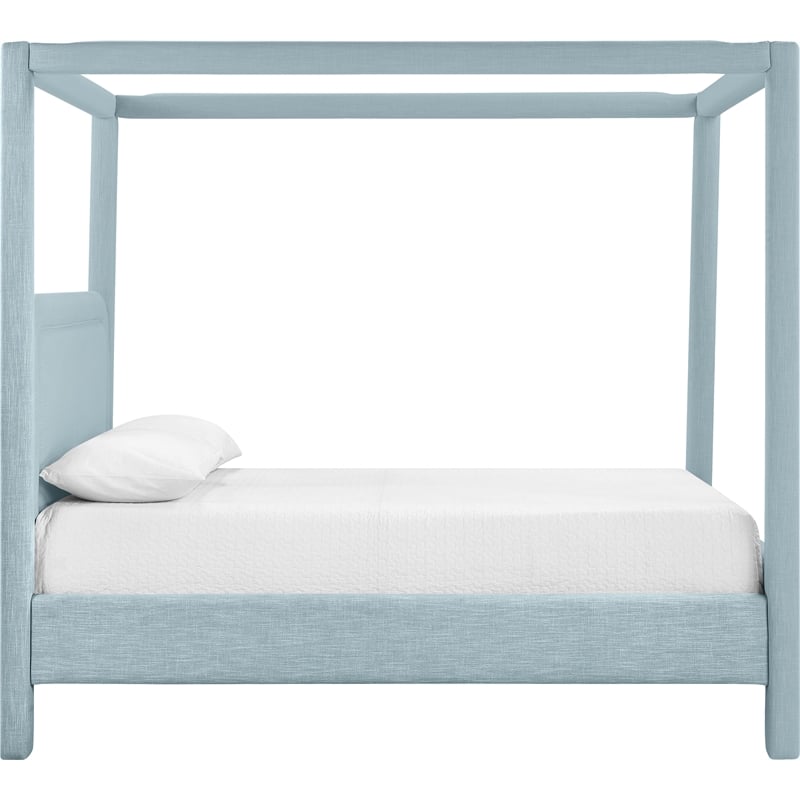Bowery Hill Contemporary Light Blue Linen Textured Fabric Upholstered Queen Bed