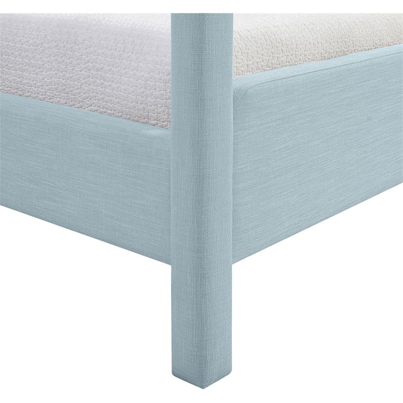 Bowery Hill Contemporary Light Blue Linen Textured Fabric Upholstered Queen Bed
