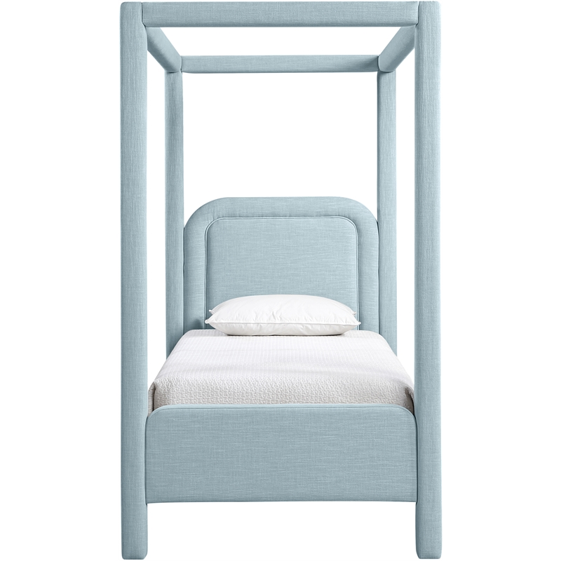 Bowery Hill Contemporary Light Blue Linen Textured Fabric Upholstered Twin Bed