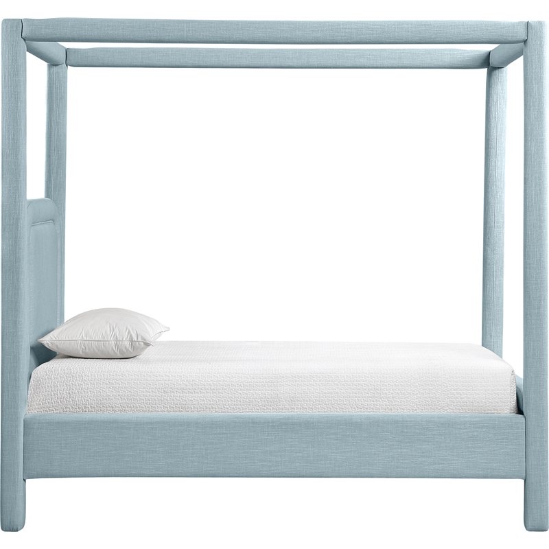 Bowery Hill Contemporary Light Blue Linen Textured Fabric Upholstered Twin Bed