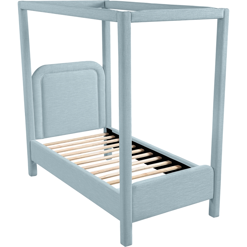 Bowery Hill Contemporary Light Blue Linen Textured Fabric Upholstered Twin Bed