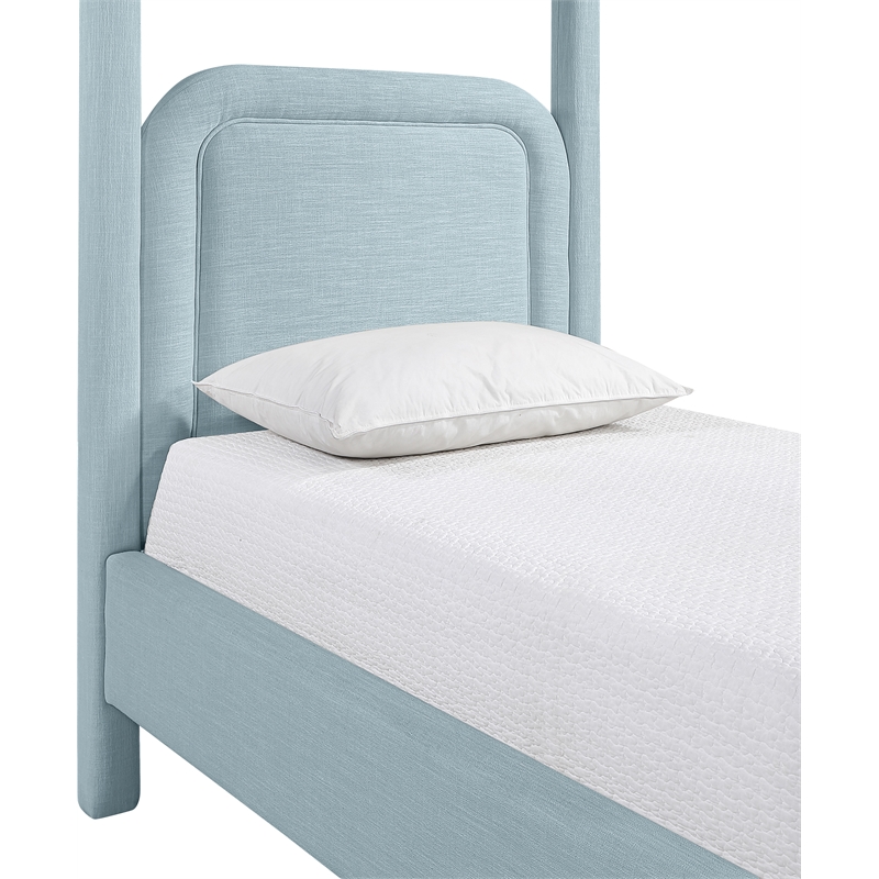 Bowery Hill Contemporary Light Blue Linen Textured Fabric Upholstered Twin Bed