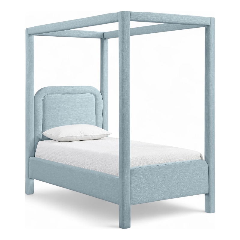 Bowery Hill Contemporary Light Blue Linen Textured Fabric Upholstered Twin Bed