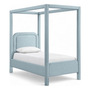Bowery Hill Contemporary Light Blue Linen Textured Fabric Upholstered Twin Bed