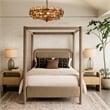 Bowery Hill Contemporary Beige Velvet Upholstered King Canopy Bed