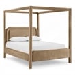 Bowery Hill Contemporary Beige Velvet Upholstered King Canopy Bed