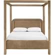 Bowery Hill Contemporary Beige Velvet Upholstered Queen Canopy Bed
