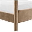 Bowery Hill Contemporary Beige Velvet Upholstered Queen Canopy Bed