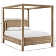 Bowery Hill Contemporary Beige Velvet Upholstered Queen Canopy Bed