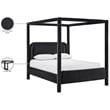 Bowery Hill Contemporary Black Velvet Upholstered Full Canopy Bed