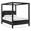 Bowery Hill Contemporary Black Velvet Upholstered Full Canopy Bed