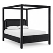 Bowery Hill Contemporary Black Velvet Upholstered Full Canopy Bed