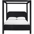 Bowery Hill Contemporary Black Velvet Upholstered King Canopy Bed