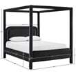 Bowery Hill Contemporary Black Velvet Upholstered King Canopy Bed