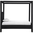 Bowery Hill Contemporary Black Velvet Upholstered Twin Canopy Bed