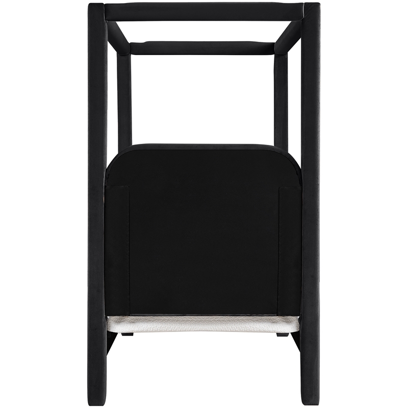 Bowery Hill Contemporary Black Velvet Upholstered Twin Canopy Bed