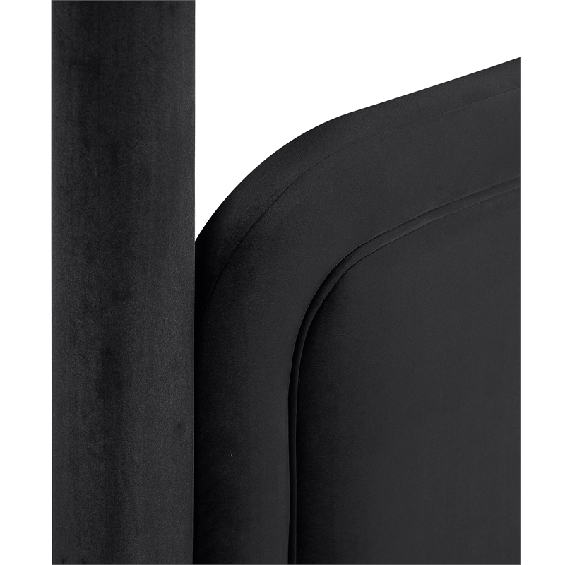 Bowery Hill Contemporary Black Velvet Upholstered Twin Canopy Bed