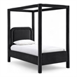 Bowery Hill Contemporary Black Velvet Upholstered Twin Canopy Bed