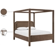 Bowery Hill Contemporary Brown Velvet Upholstered Queen Canopy Bed