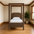 Bowery Hill Contemporary Brown Velvet Upholstered Twin Canopy Bed