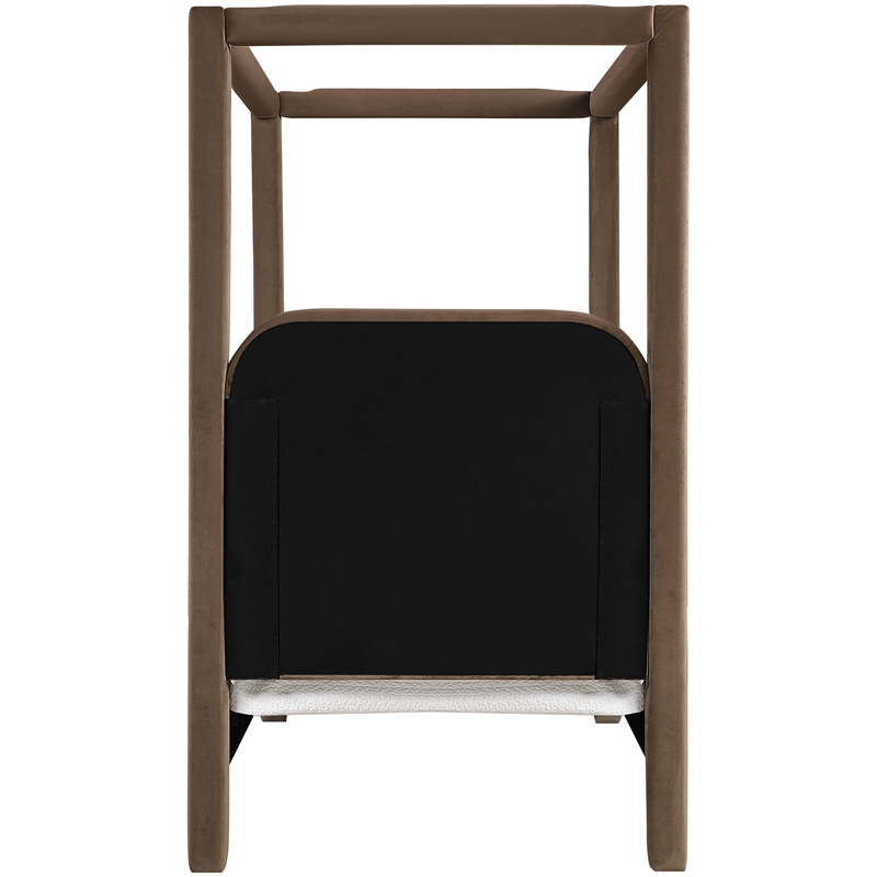 Bowery Hill Contemporary Brown Velvet Upholstered Twin Canopy Bed