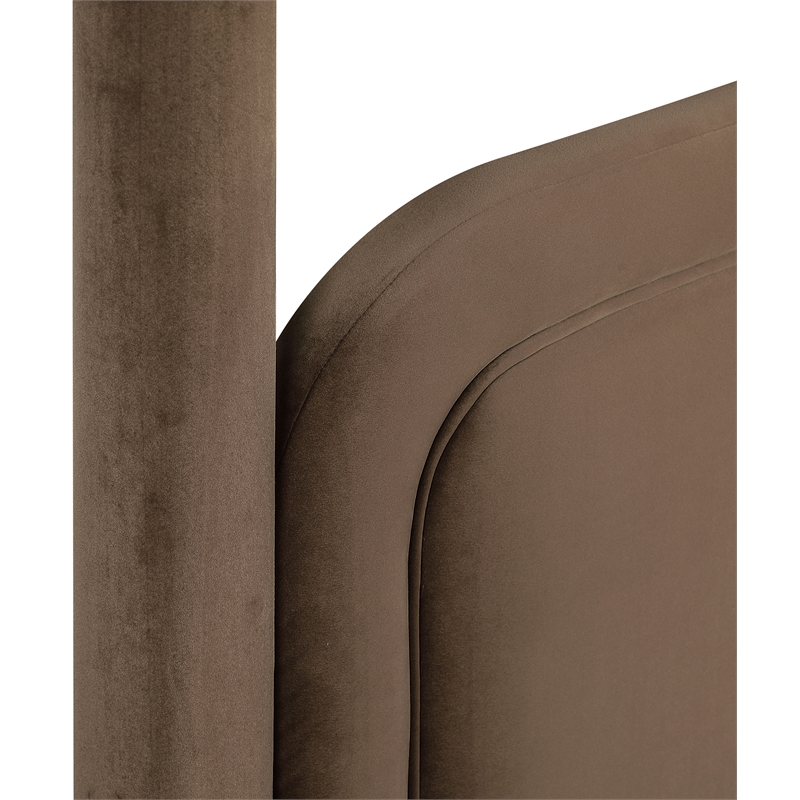 Bowery Hill Contemporary Brown Velvet Upholstered Twin Canopy Bed
