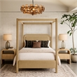 Bowery Hill Contemporary Camel Velvet Upholstered Full Canopy Bed