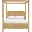 Bowery Hill Contemporary Camel Velvet Upholstered King Canopy Bed