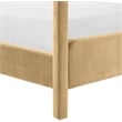 Bowery Hill Contemporary Camel Velvet Upholstered King Canopy Bed