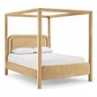 Bowery Hill Contemporary Camel Velvet Upholstered King Canopy Bed