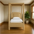 Bowery Hill Contemporary Camel Velvet Upholstered Twin Canopy Bed