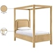 Bowery Hill Contemporary Camel Velvet Upholstered Twin Canopy Bed