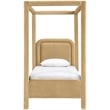 Bowery Hill Contemporary Camel Velvet Upholstered Twin Canopy Bed