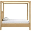 Bowery Hill Contemporary Camel Velvet Upholstered Twin Canopy Bed