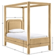 Bowery Hill Contemporary Camel Velvet Upholstered Twin Canopy Bed