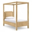 Bowery Hill Contemporary Camel Velvet Upholstered Twin Canopy Bed