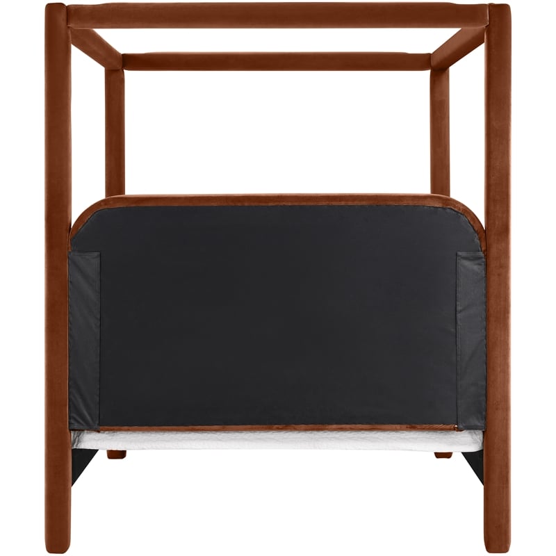 Bowery Hill Contemporary Cognac Velvet Upholstered Full Canopy Bed