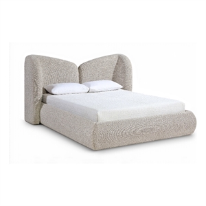 Bowery Hill Contemporary Beige Chenille Fabric Upholstered Queen Bed