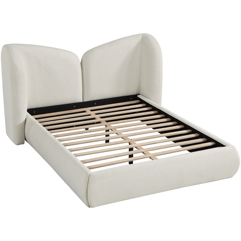 Bowery Hill Contemporary Cream Chenille Fabric Upholstered Full Bed