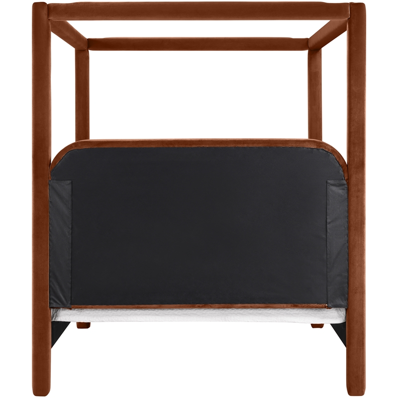 Bowery Hill Contemporary Cognac Velvet Upholstered King Canopy Bed