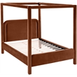 Bowery Hill Contemporary Cognac Velvet Upholstered King Canopy Bed