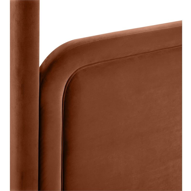 Bowery Hill Contemporary Cognac Velvet Upholstered King Canopy Bed