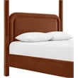 Bowery Hill Contemporary Cognac Velvet Upholstered Queen Bed