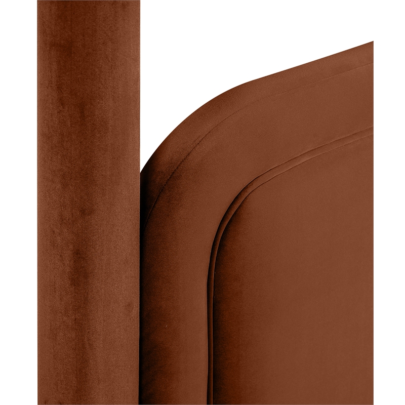 Bowery Hill Contemporary Cognac Velvet Upholstered Twin Canopy Bed