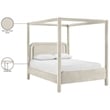 Bowery Hill Contemporary Cream Velvet Upholstered Full Canopy Bed