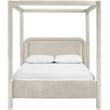 Bowery Hill Contemporary Cream Velvet Upholstered Full Canopy Bed