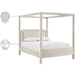 Bowery Hill Contemporary Cream Velvet Upholstered Queen Canopy Bed