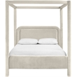 Bowery Hill Contemporary Cream Velvet Upholstered Queen Canopy Bed