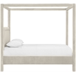 Bowery Hill Contemporary Cream Velvet Upholstered Queen Canopy Bed