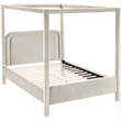 Bowery Hill Contemporary Cream Velvet Upholstered Queen Canopy Bed